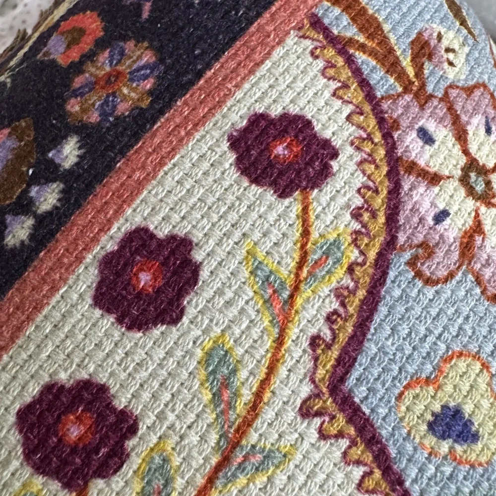 Anthropologie Floral Tapestry Bolster Pillow in Blue, Burgundy, Rust